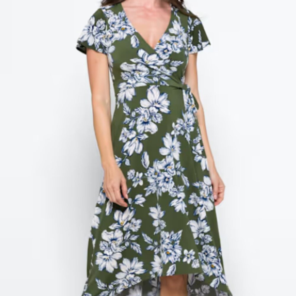 Fortune + Ivy Irene Faux Wrap Brushed Knit Maxi Dress Size Small